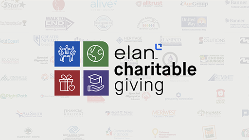 The Elan charitable giving logo is centered on the image.