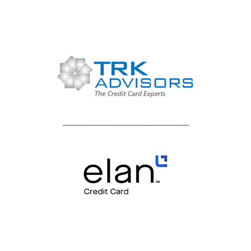 Image with TRK Advisors and Elan Credit Card logos separated by blue line